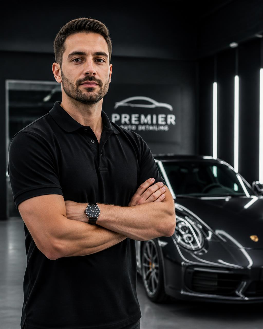 Talon Anderson, founder of Reflex, in the Fanatic Detailing studio